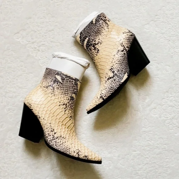SOLD Jeffrey Campbell x Free People Flynn Leather Snakeskin Heeled Booties - Picture 4 of 7